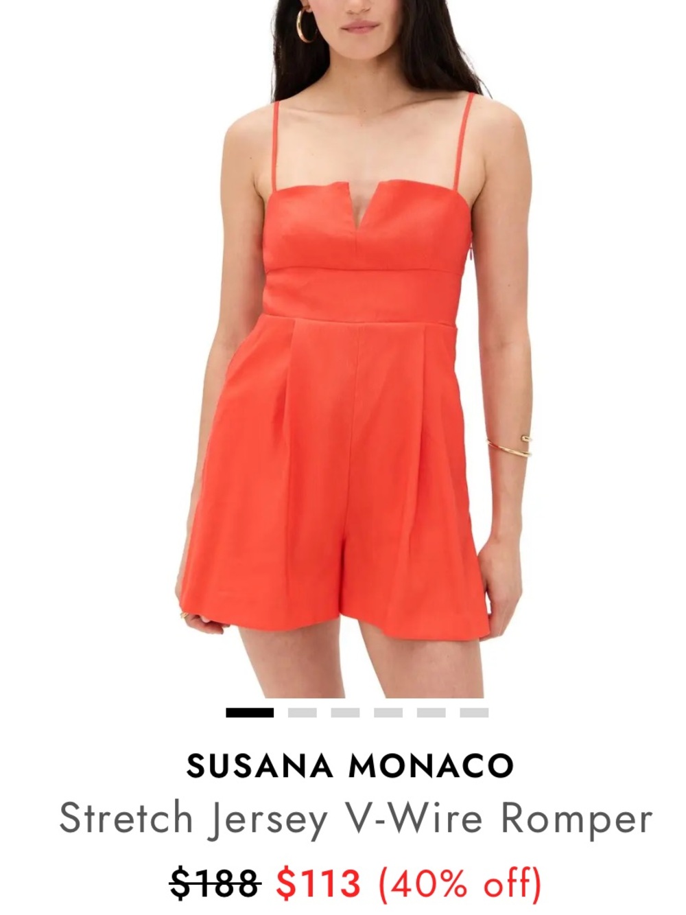 SUSANA MONACO
Stretch Jersey V-Wire Romper sz S,  NWOT